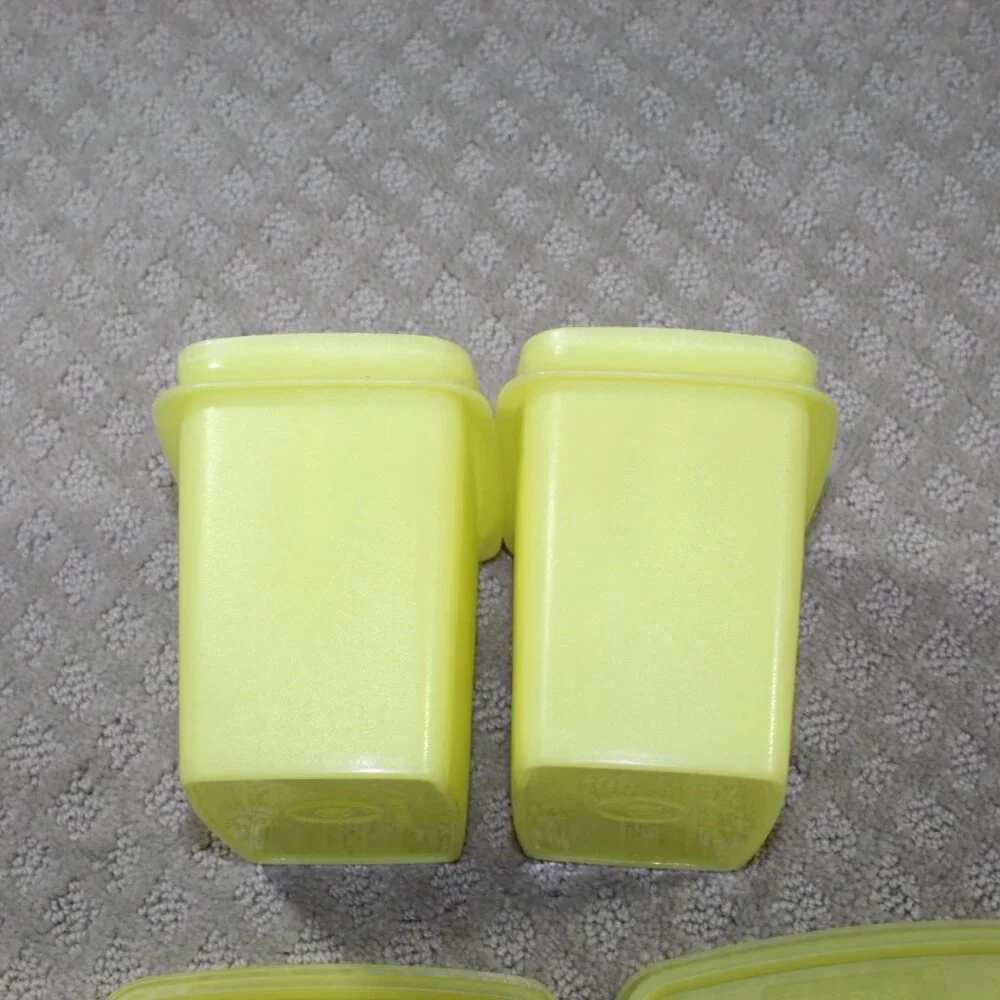 Vintage Tupperware Mid Century Set of 2 (4 piece) Yellow Rectangular Containers
